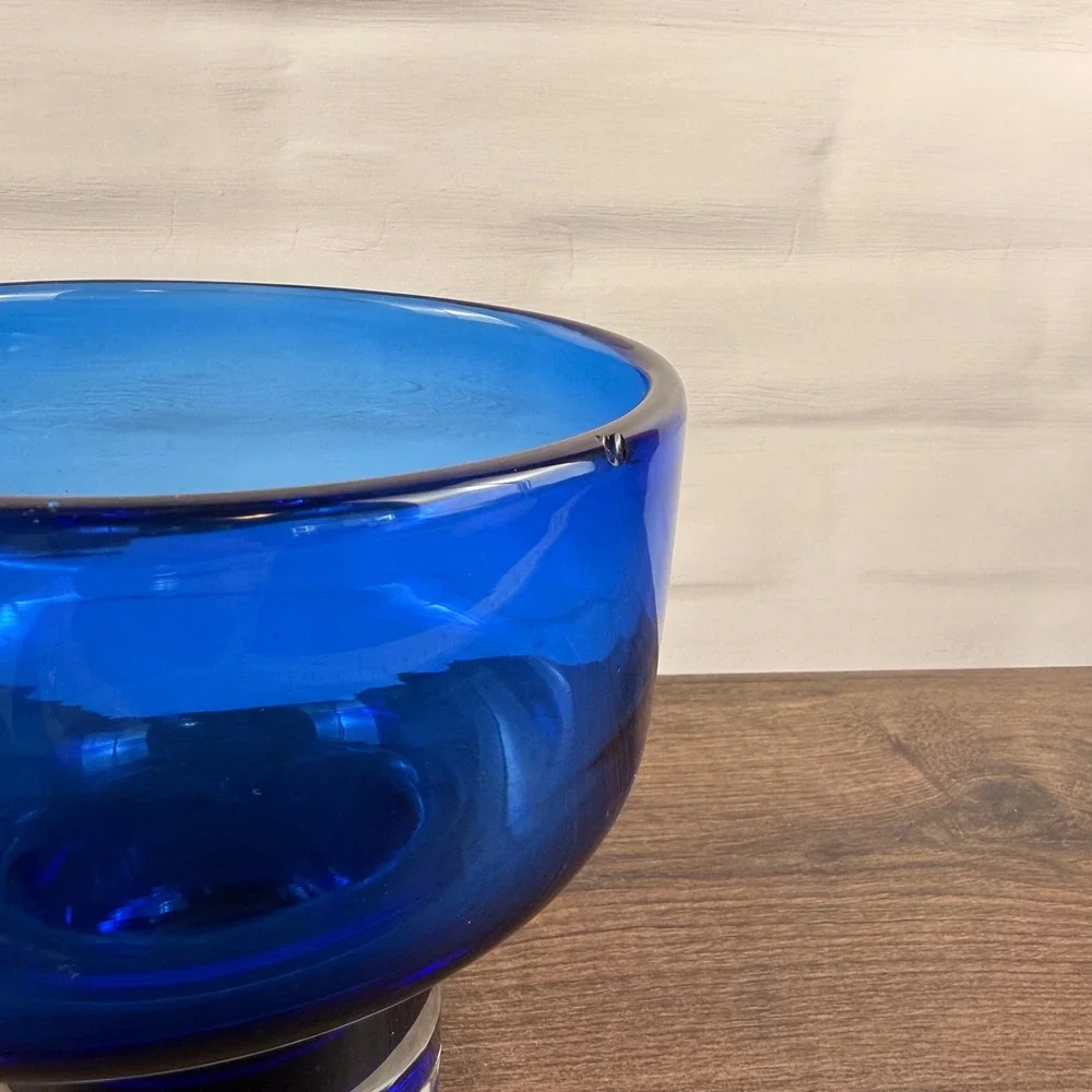 Blenko 596 Persian Blue Art Glass Vase Mid Century Modern - READ